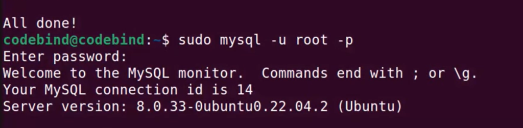 coding in Ubuntu - mysql